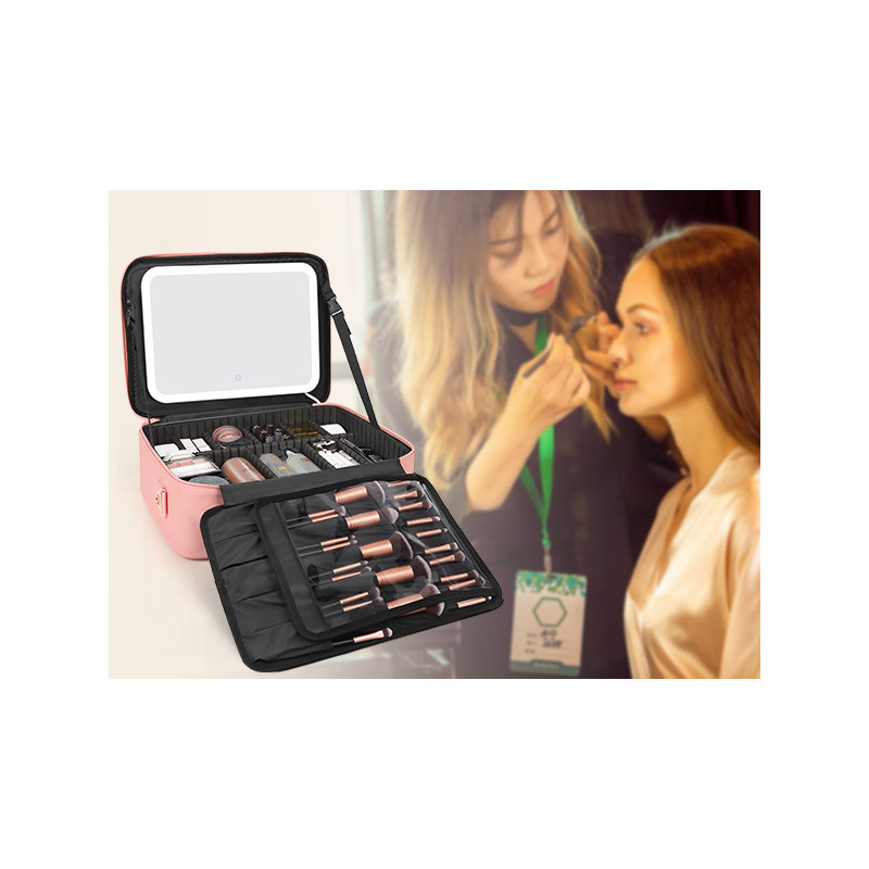 Estuche de maquillaje grande con espejo LED Estuche de maquillaje grande con espejo LED