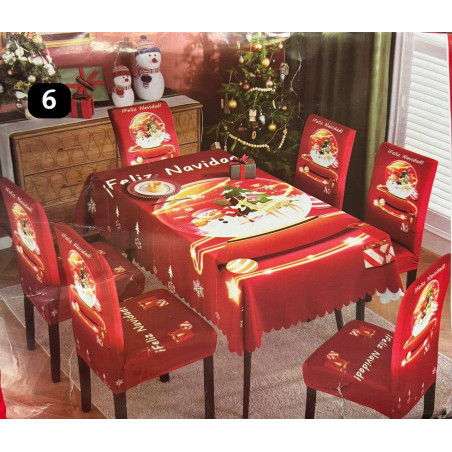 SET FORRO DE SILLA + MANTEL NAVIDEÑO
