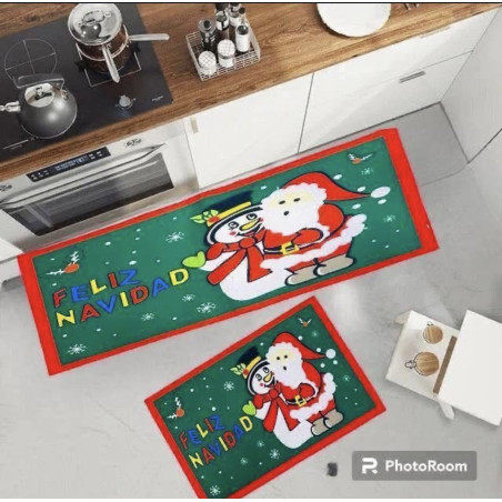 Set De Alfombra De Cocina navideña