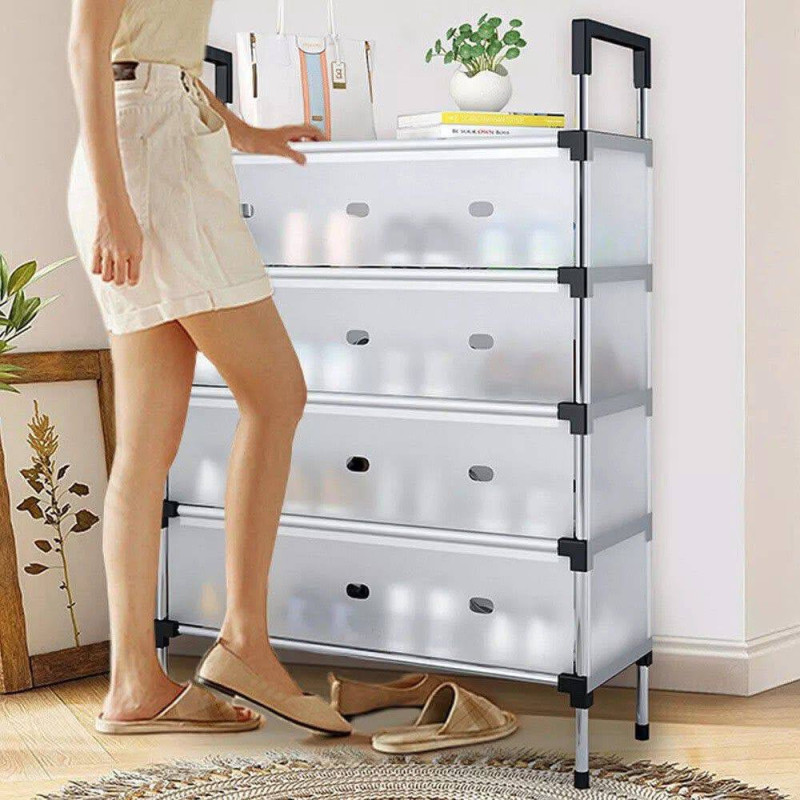 Zapatera metálica grande con cajones